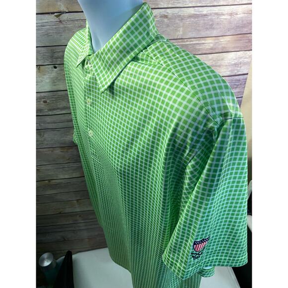 Donald Ross Polo Shirt Mens Large Green Golf Stretch 1894 USA Club Crest - Picture 9 of 9